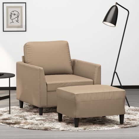 Sessel mit Hocker Cappuccino-Braun 60 cm Kunstleder vidaXL