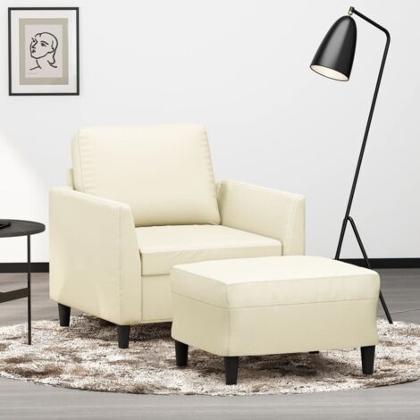 Sessel mit Hocker Creme 60 cm Kunstleder vidaXL