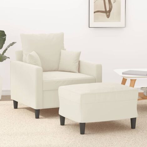 Sessel mit Hocker Creme 60 cm Samt vidaXL
