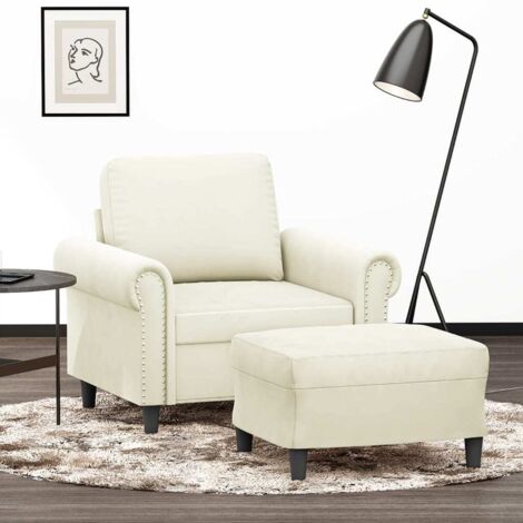 Sessel mit Hocker Creme 60 cm Samt vidaXL