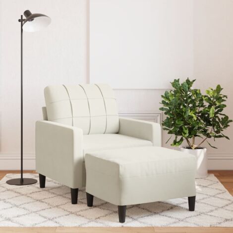 Sessel mit Hocker Creme 60 cm Samt vidaXL