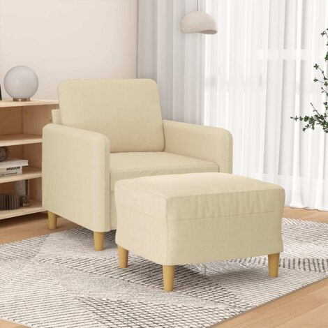 Sessel mit Hocker Creme 60 cm Stoff vidaXL