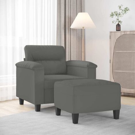 Sessel mit Hocker Dunkelgrau 60 cm Mikrofasergewebe vidaXL