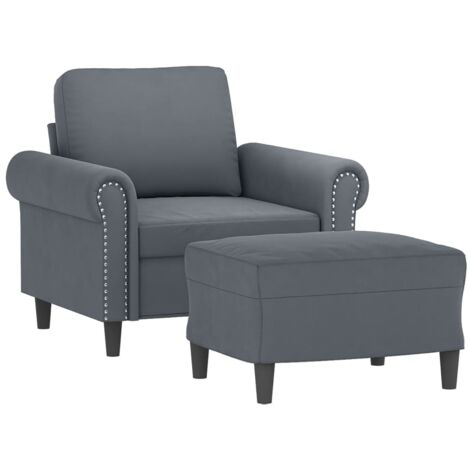 Sessel mit Hocker Dunkelgrau 60 cm Samt vidaXL