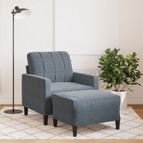 Sessel mit Hocker Dunkelgrau 60 cm Samt vidaXL920212