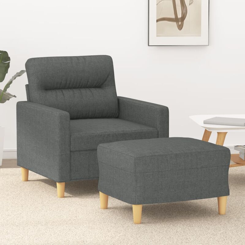 Vidaxl Sessel Mit Hocker Dunkelgrau 60 Cm Stoff