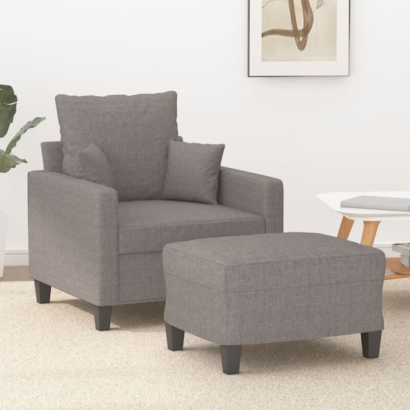 Sessel Mit Hocker Taupe 60 Cm Stoff Vidaxl