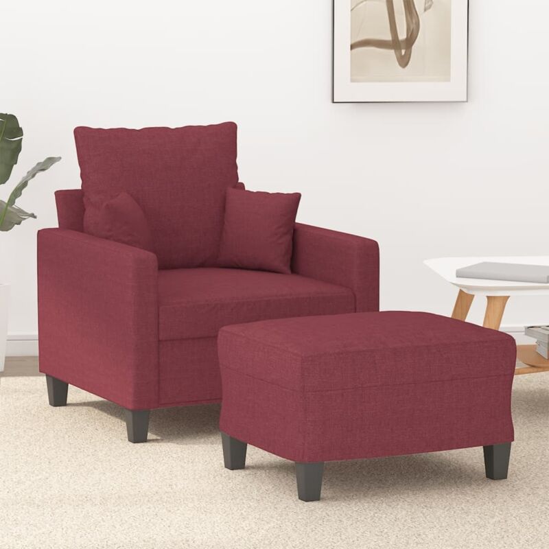 Sessel Mit Hocker Weinrot 60 Cm Stoff Vidaxl