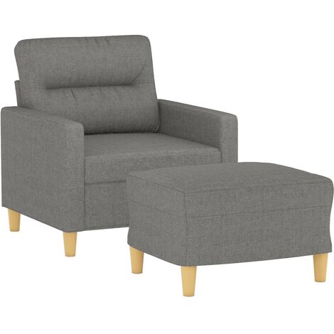 Sessel mit Hocker Dunkelgrau 60 cm Stoff vidaXL