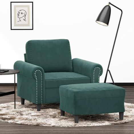 Sessel mit Hocker Dunkelgrün 60 cm Samt vidaXL194053
