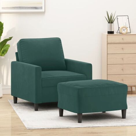 Sessel mit Hocker Dunkelgrün 60 cm Samt vidaXL333194