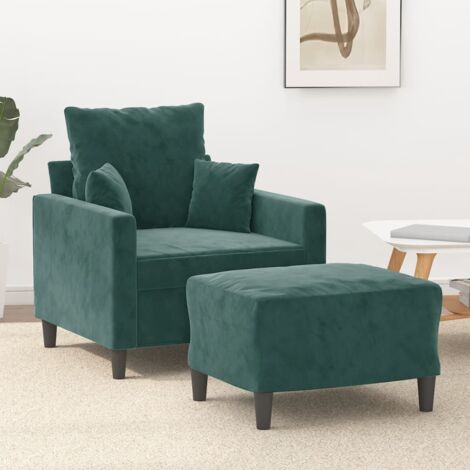 Sessel mit Hocker Dunkelgrün 60 cm Samt vidaXL67473