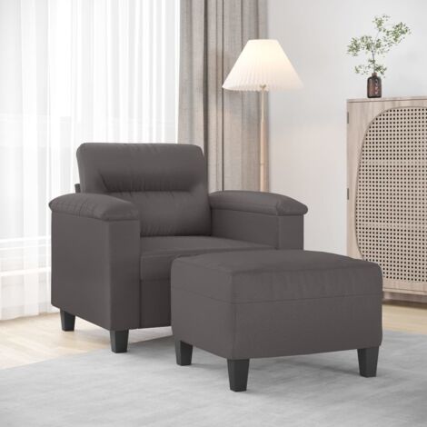 Sessel mit Hocker Grau 60 cm Kunstleder vidaXL119894