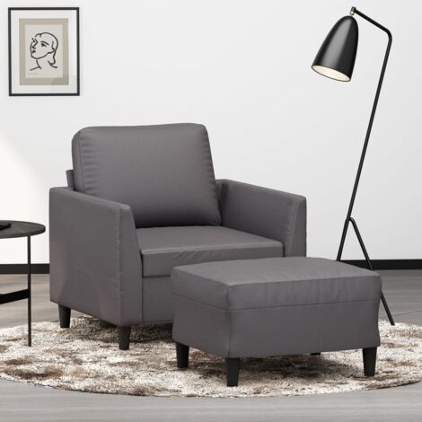 Sessel mit Hocker Grau 60 cm Kunstleder vidaXL27949
