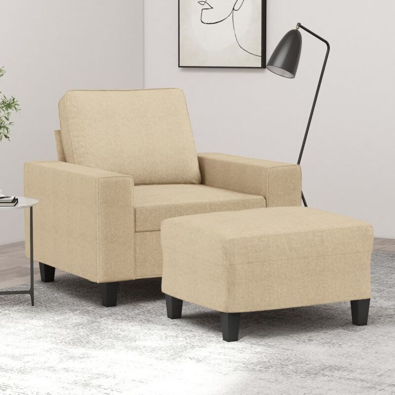 Sessel Mit Hocker Creme 60 Cm Stoff Vidaxl