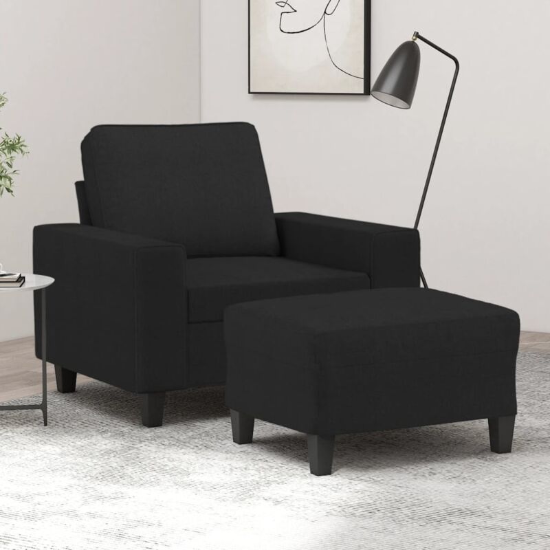 Sessel Mit Hocker Schwarz 60 Cm Stoff Vidaxl