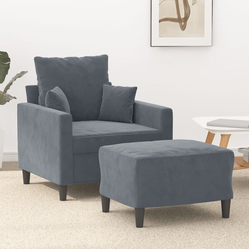 Sessel Mit Hocker Dunkelgrau 60 Cm Samt Vidaxl