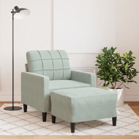 Sessel mit Hocker Hellgrau 60 cm Samt vidaXL762445