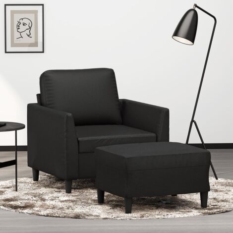 Sessel mit Hocker Schwarz 60 cm Kunstleder vidaXL26944