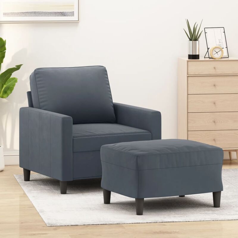 Sessel Mit Hocker Dunkelgrau 60 Cm Samt Vidaxl