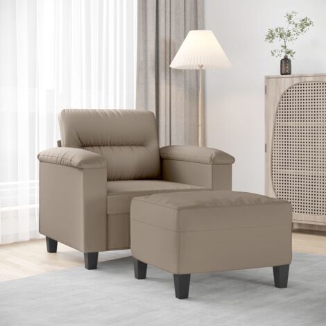 Sessel mit Hocker Taupe 60 cm Mikrofasergewebe vidaXL
