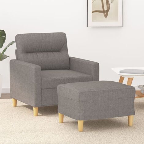 Sessel mit Hocker Taupe 60 cm Stoff vidaXL