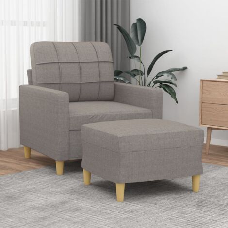 Sessel mit Hocker Taupe 60 cm Stoff vidaXL