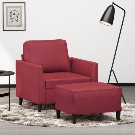Sessel mit Hocker Weinrot 60 cm Kunstleder vidaXL20986