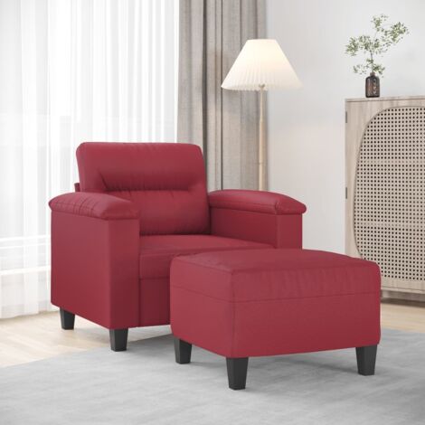 Sessel mit Hocker Weinrot 60 cm Kunstleder vidaXL756652