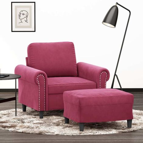 Sessel mit Hocker Weinrot 60 cm Samt vidaXL