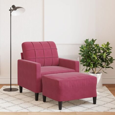 Sessel mit Hocker Weinrot 60 cm Samt vidaXL