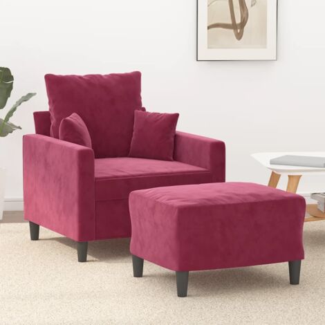 Sessel mit Hocker Weinrot 60 cm Samt vidaXL38394