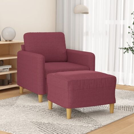 Sessel mit Hocker Weinrot 60 cm Stoff vidaXL
