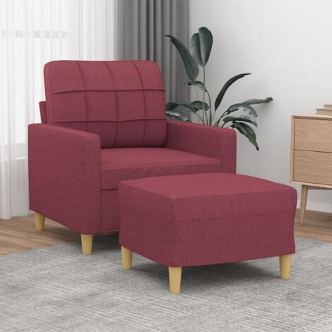 Sessel mit Hocker Weinrot 60 cm Stoff vidaXL