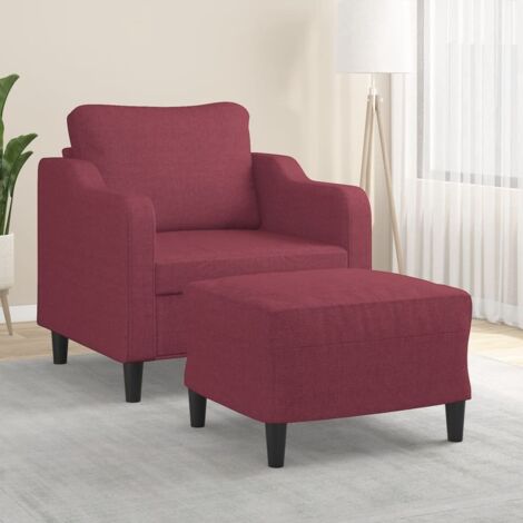 Sessel mit Hocker Weinrot 60 cm Stoff vidaXL899470