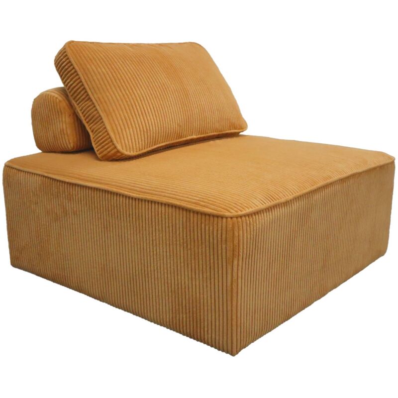 Sweeek - Sessel Ohne Armlehne Mit Cordbezug Für Ein Modulares Sofa, Cord, Senfgelb