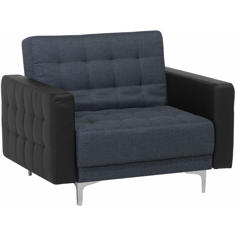 Beliani - Sessel dunkelgrau schwarz Polsterbezug Kunstleder Metall Retro Stil verstellbare Rückenlehne Wohnzimmer - Grau