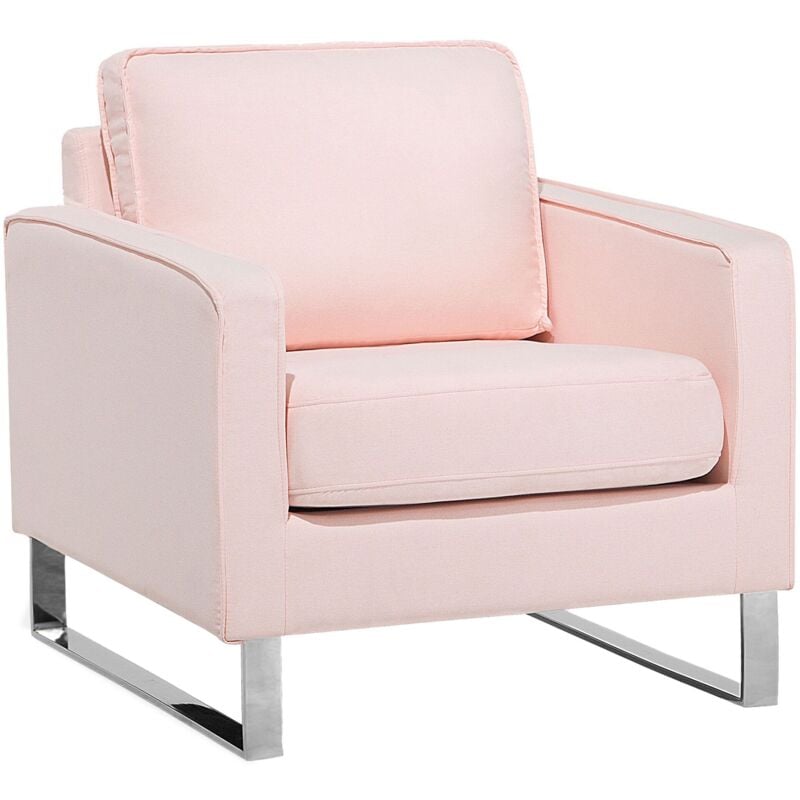 Beliani - Sessel Rosa Polsterbezug Edelstahl Dicke Sitzfläche Retro-Stil - Rosa