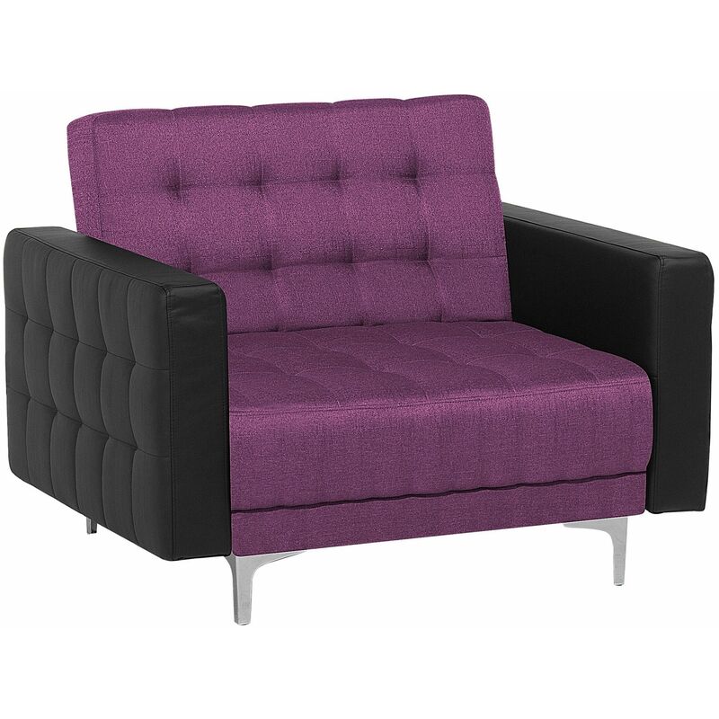 Sessel Polsterbezug Violett/Schwarz mit gestepptem Bezugsstoff ausklappbar Wohnzimmer Modernes Design - Violett