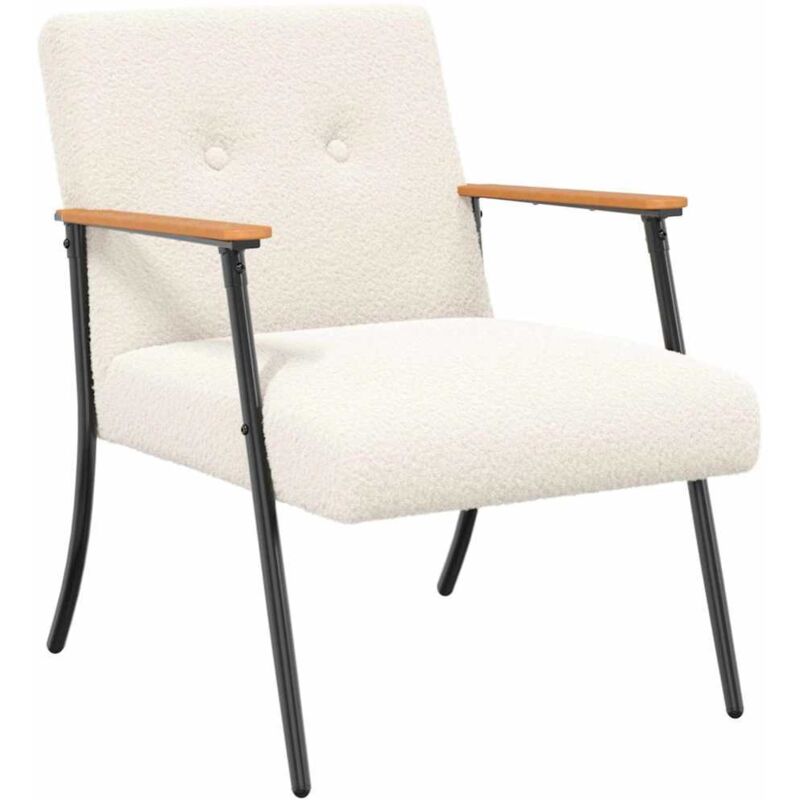 Sessel Creme 59 X 75 X 78 Cm Lockiger Wollähnlicher Stoff Vidaxl