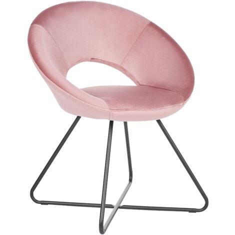 BELIANI Sessel Rosa Samt Rund mit Schwarzem Metallgestell Kufengestell Retro Glamourös Wohnzimmer Schlafzimmer Flur Diele Möbel Ausstattung Sitzmöbel