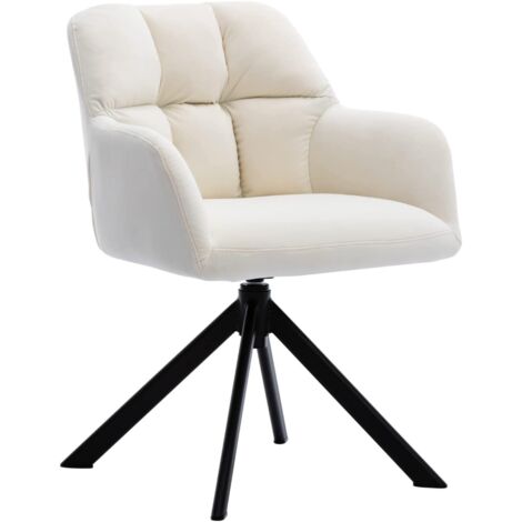 Sessel Samt Schreibtischstuhl Drehstuhl ohne Rollen Modern Polsterstuhl für Home Office/Wohnzimmer, Lehnstuhl, Beige