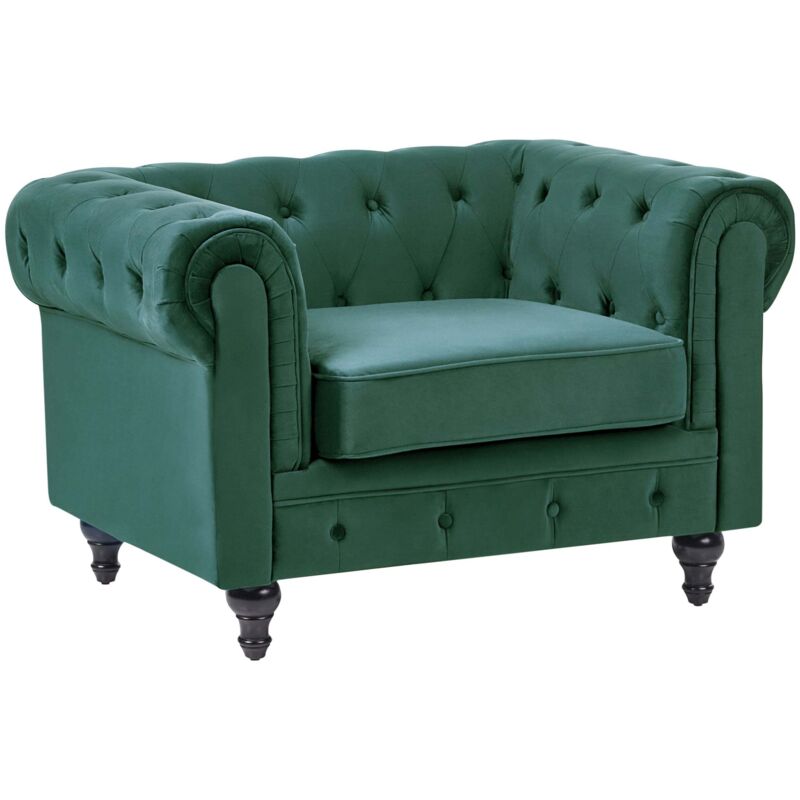 Beliani Sessel Chesterfield Samtstoff Smaragdgrün