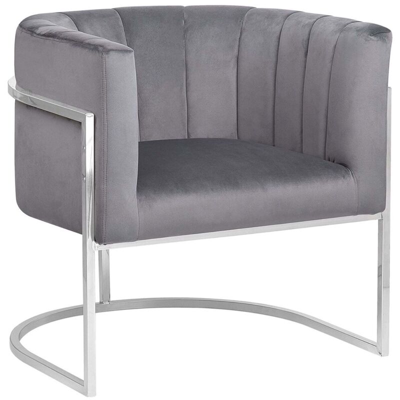 Beliani - Clubsessel Grau Samtstoff Edelstahl Moderner-look Esszimmer Club Wohnzimmer
