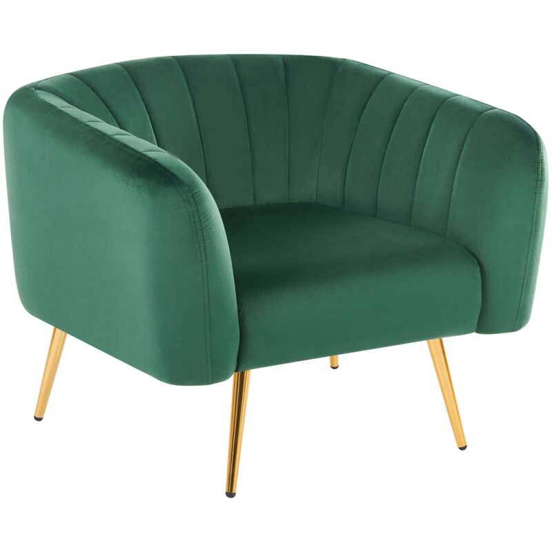 Beliani Cocktailsessel Grün Polsterbezug Aus Samtstoff Mit Metallgestell In Gold Glamouröser Edler Stil Wohnzimmer Salon Esszimmer Flur