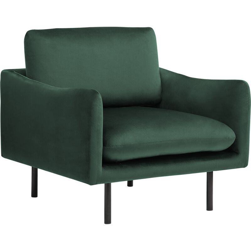 Sessel Grün Samtstoff Kunststoff Dicke Sitzfläche Retro-Stil Wohnzimmer - Grün