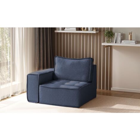 Sessel SANDE 1-Sitzer Modul Stoff Raven Blau Seite Links