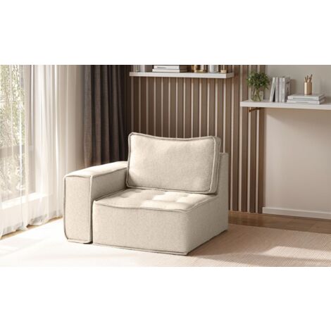 Sessel SANDE 1-Sitzer Modul Stoff Raven Creme Seite Links