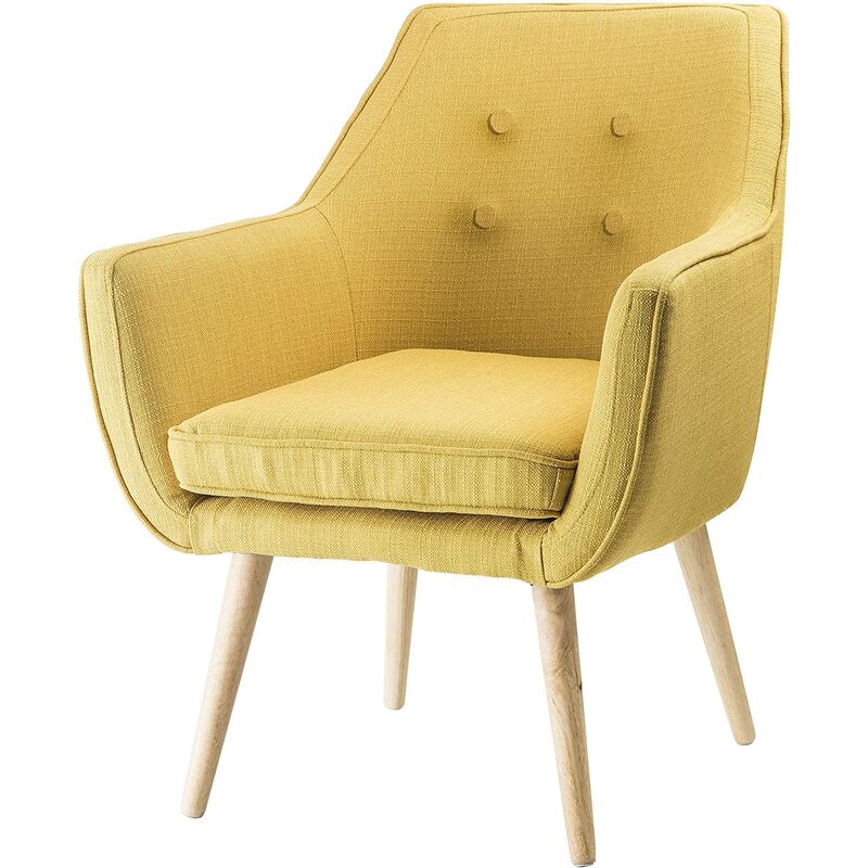 Sessel aus dem Schlafzimmer oder im Wohnzimmer mit Gewebeschenkeln 65x65x85 cm in Naturholz - Yellow