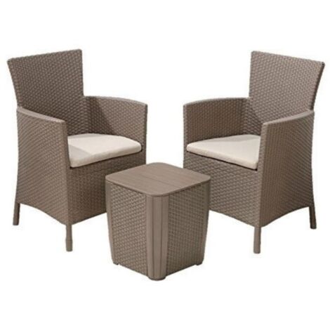 Sessel-Set mit Iowa-Tisch in Keter Cappuccino-Farbe